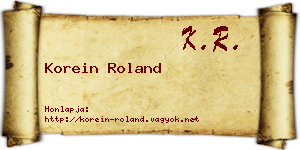 Korein Roland névjegykártya